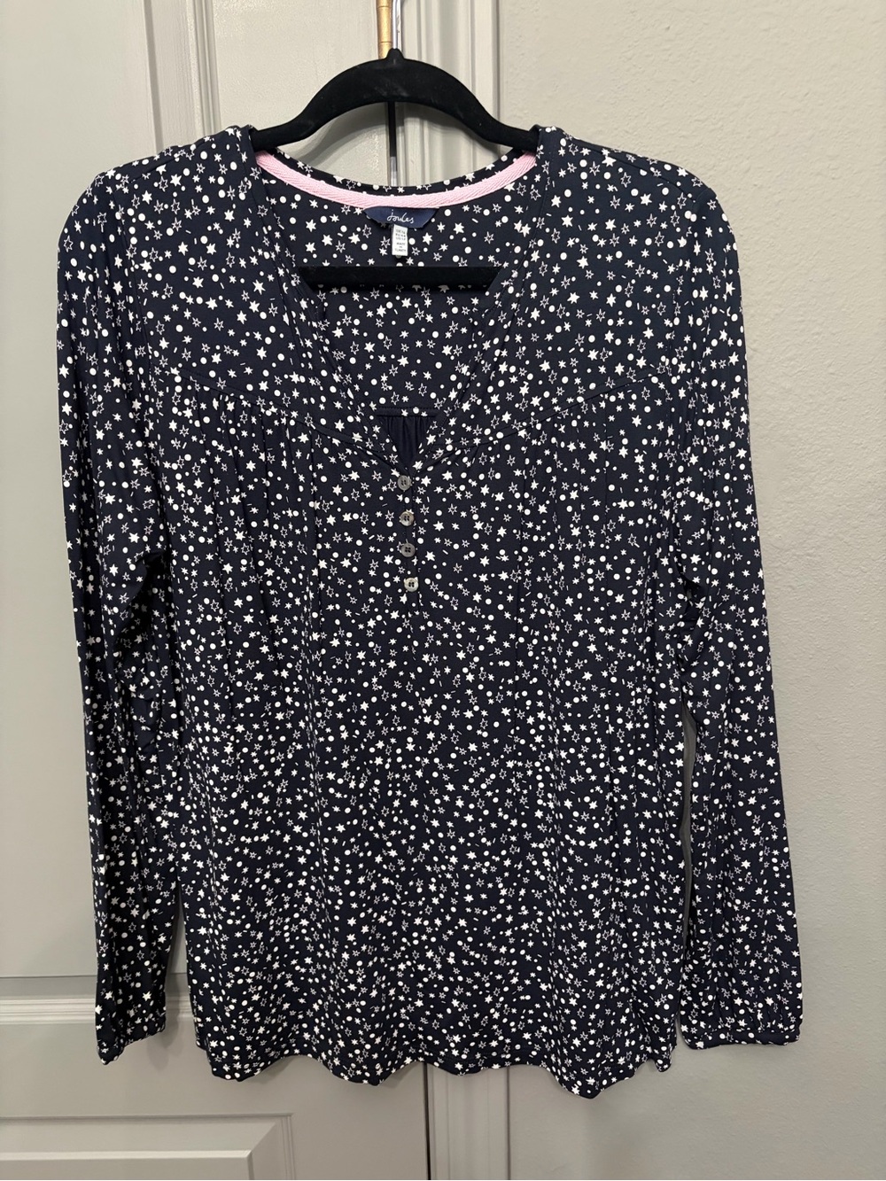 Joules Women's Navy Star Print Long-Sleeve Top